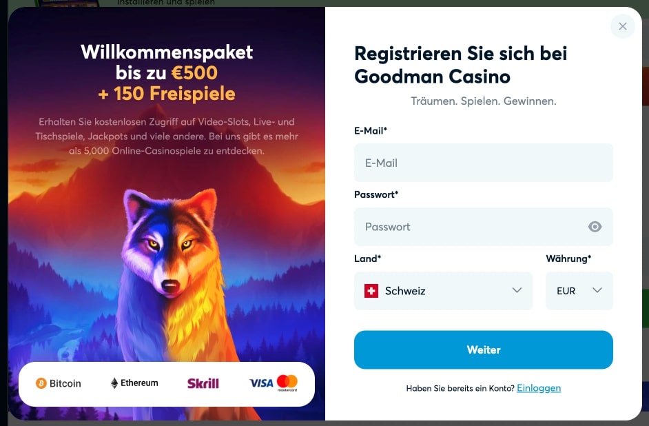 Registrieren Goodman Casino