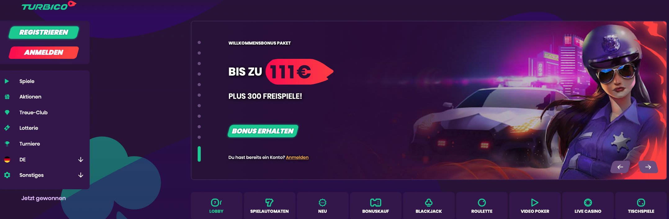 Turbico Casino Lobby