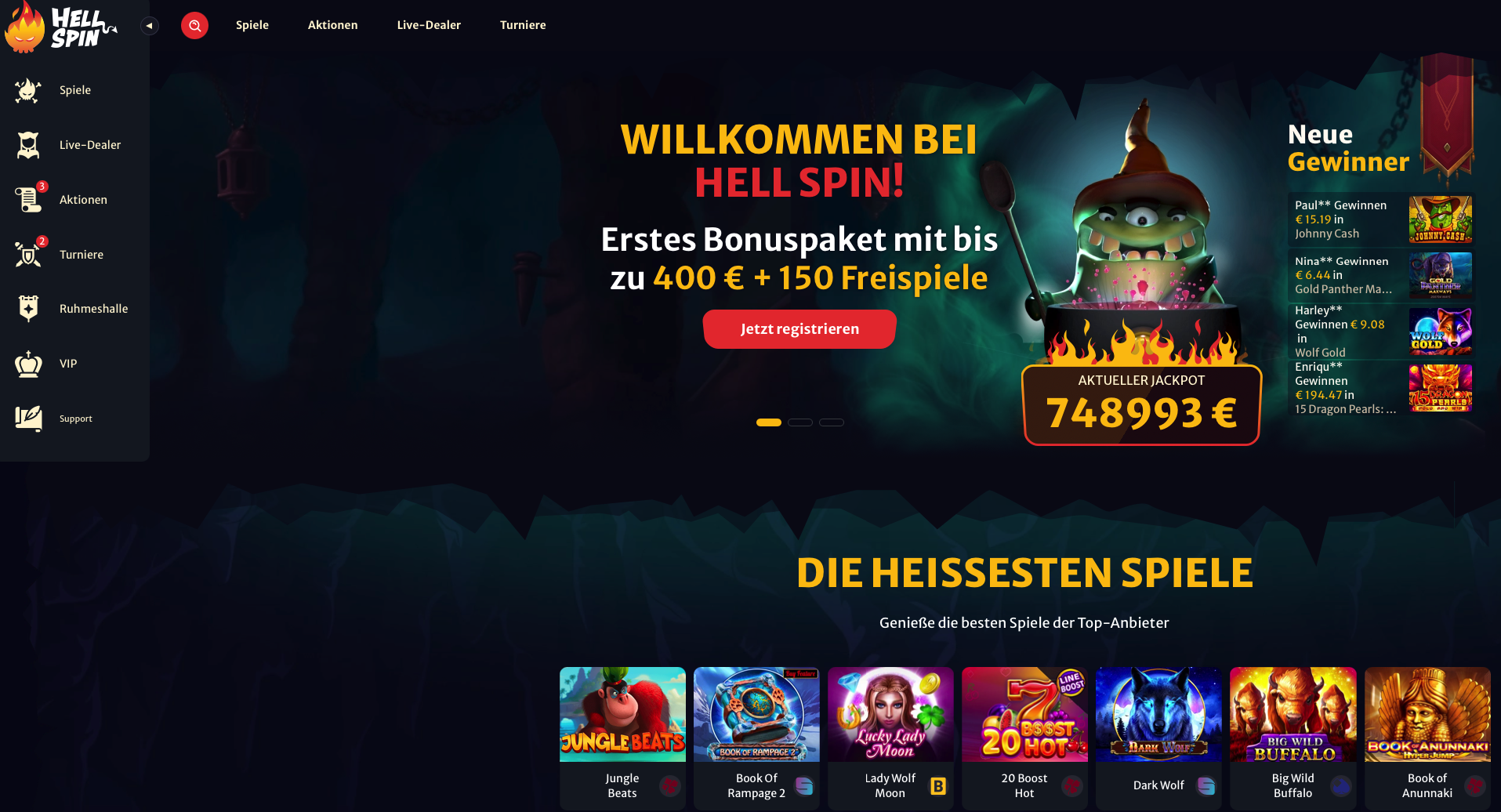 Hellspin Casino Lobby