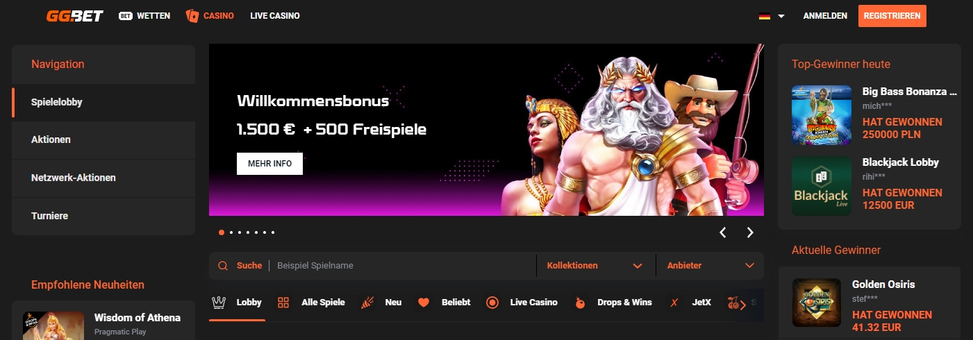 GGbet Casino Startseite