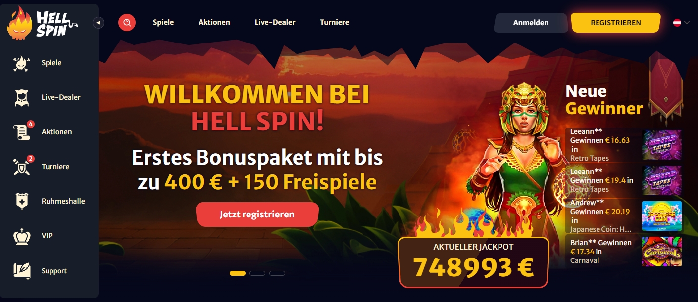 Hell Spin Casino Startseite