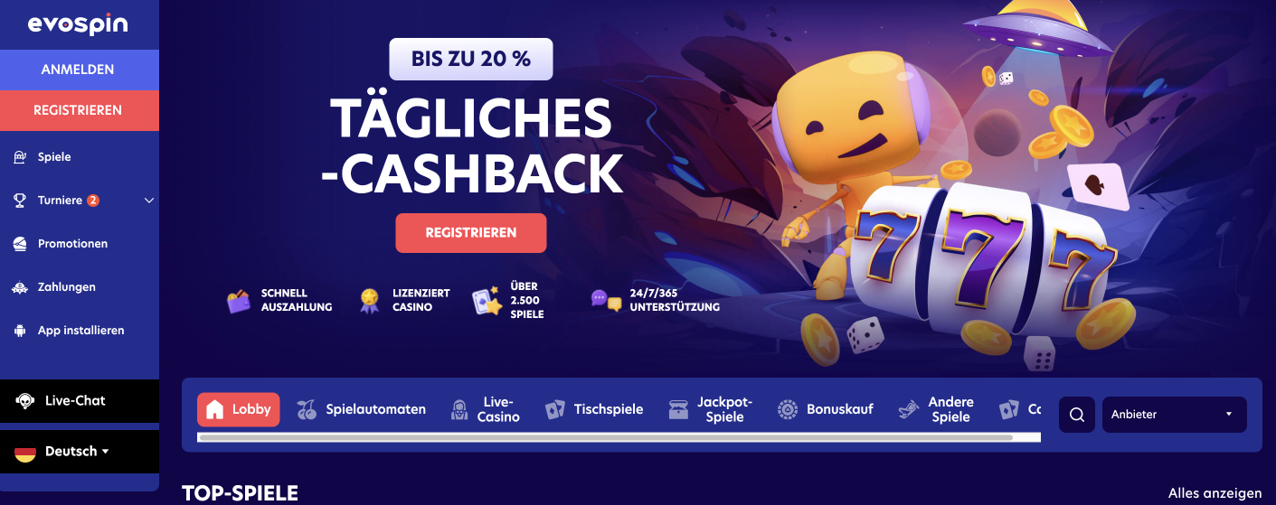 evospin casino startsite