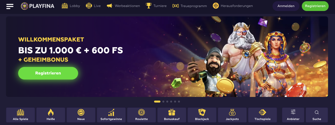 Playfinia online casino Projekt-Startseite