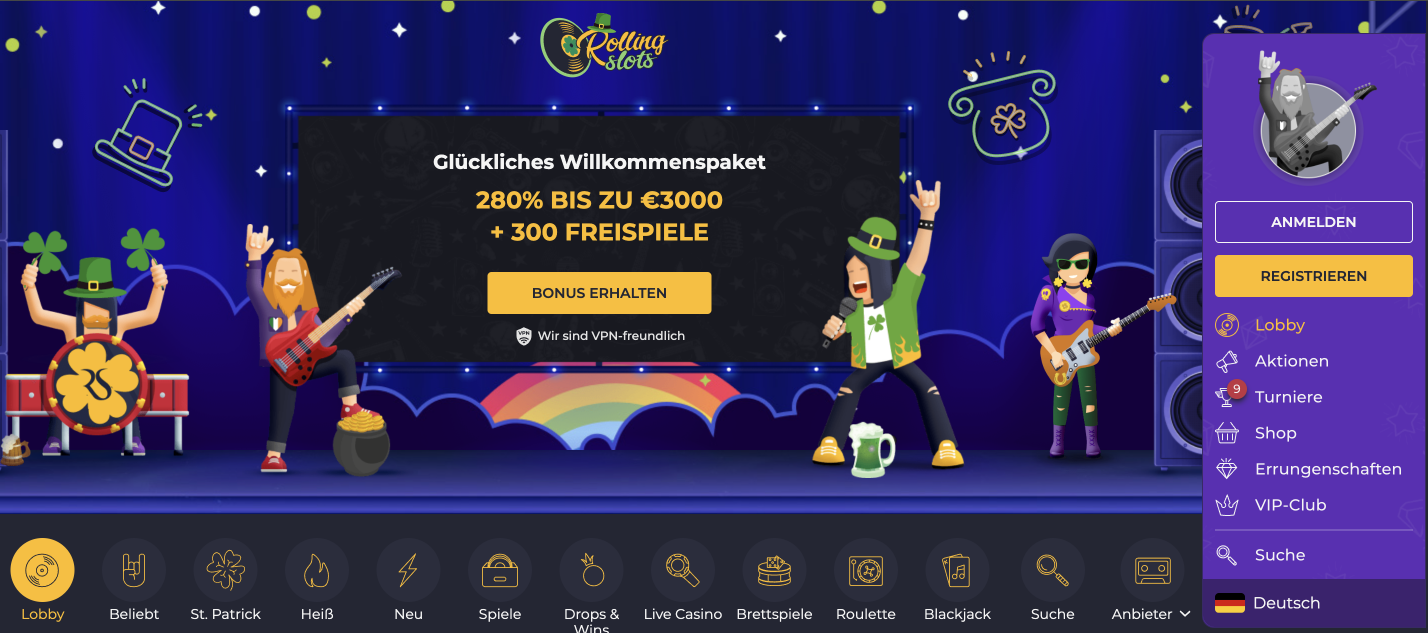 Rolling Slots Casino Projekt-Startseite
