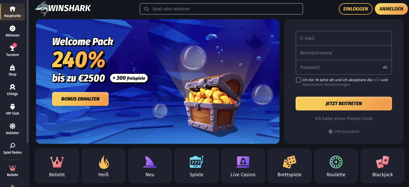 Winshark online casino projekt startseite